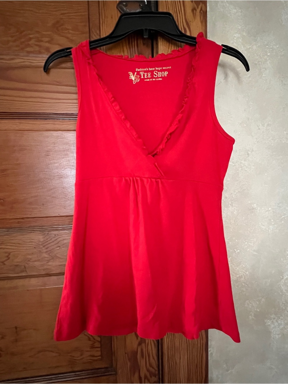 Tee Shop Women’s Y2K Red Babydoll Top Size S Fairy Summer Frills 100% Cotton